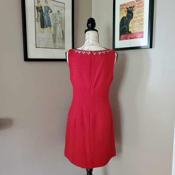 Anthropologie Moulinette Soeurs Toulouse Red Embellished Dress Size 8 - Picture 6 of 16